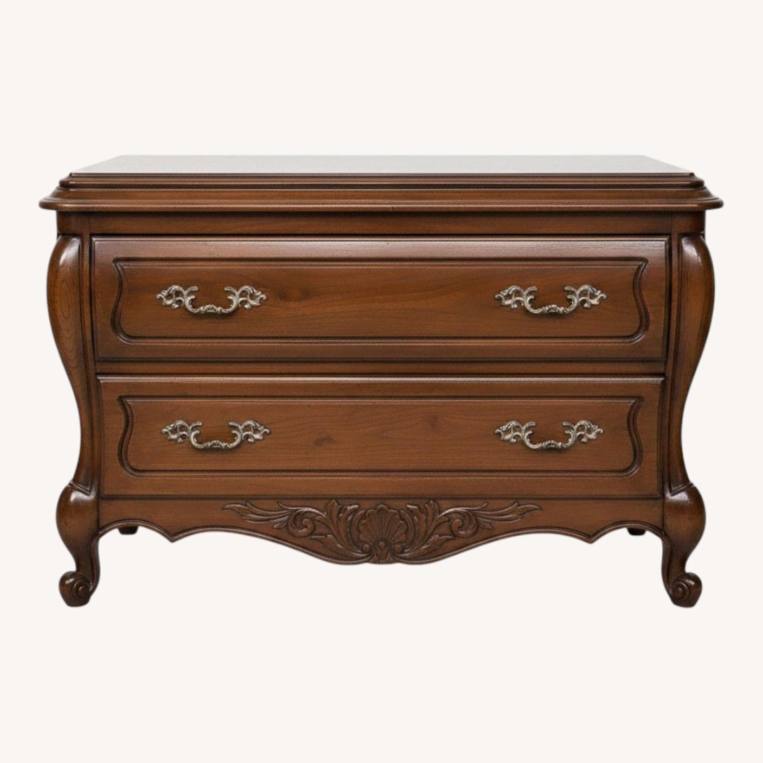 Provincial Louis XV Carved Walnut 2-Drawer Dresser - image-0
