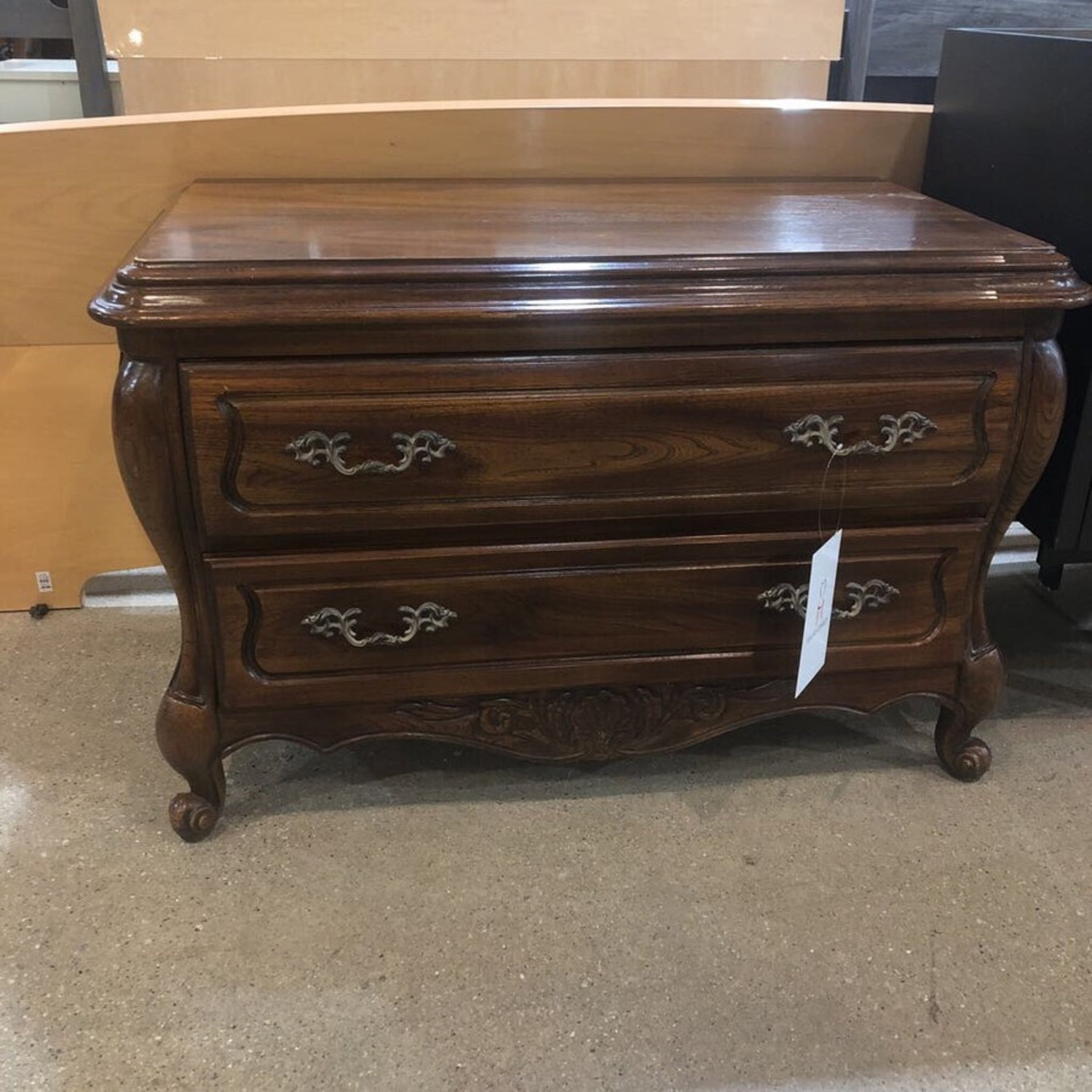 Provincial Louis XV Carved Walnut 2-Drawer Dresser - image-1