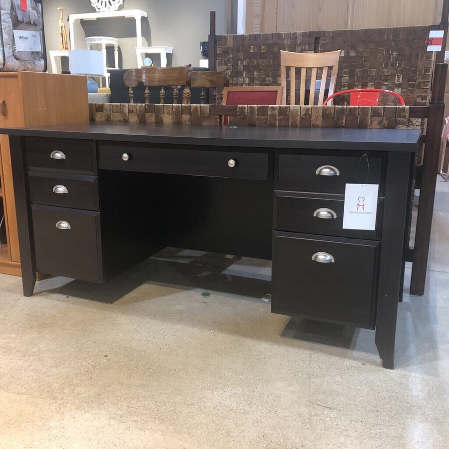Wood Executive 5-Drawer Desk - image-2