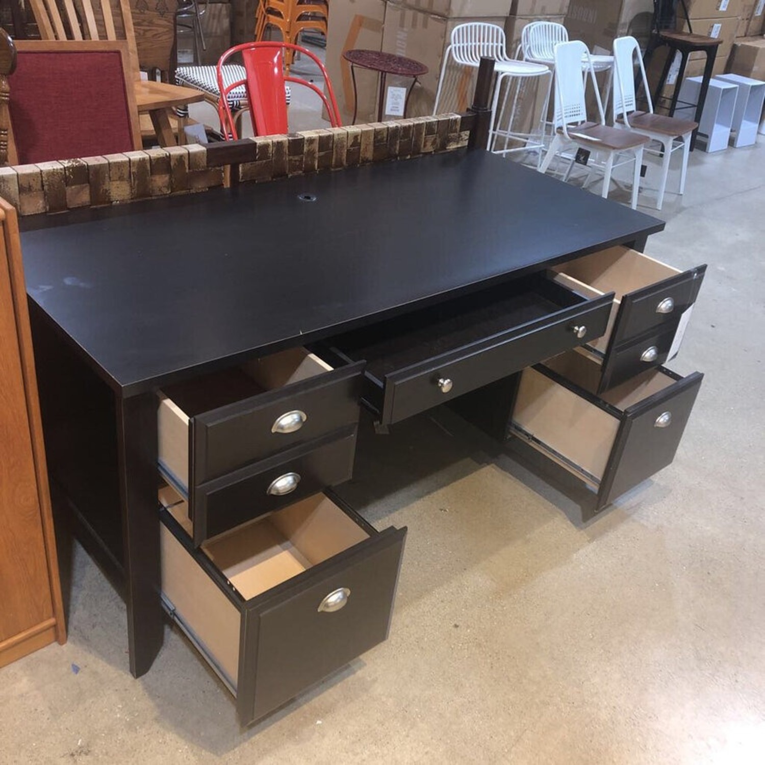 Wood Executive 5-Drawer Desk - image-4