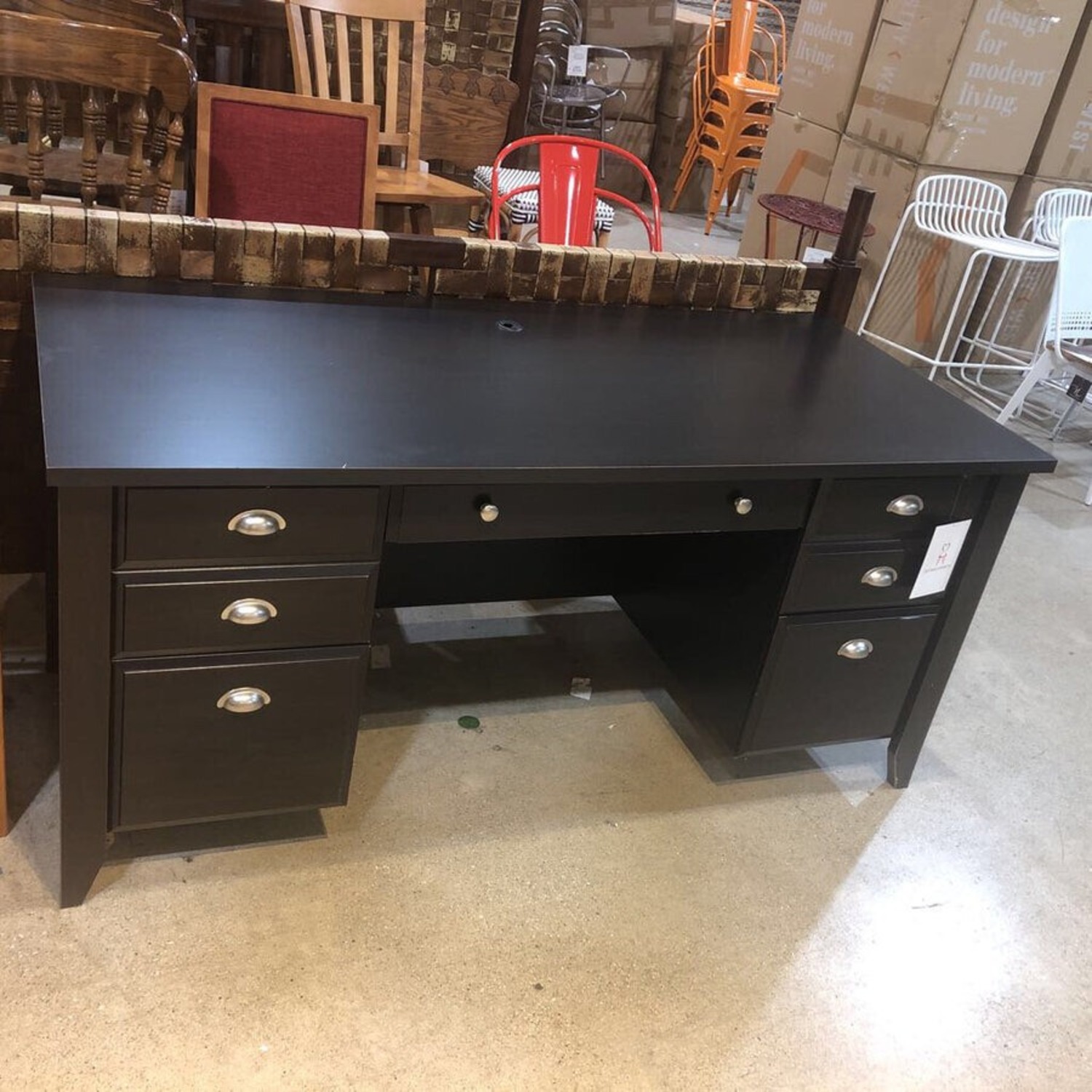 Wood Executive 5-Drawer Desk - image-1