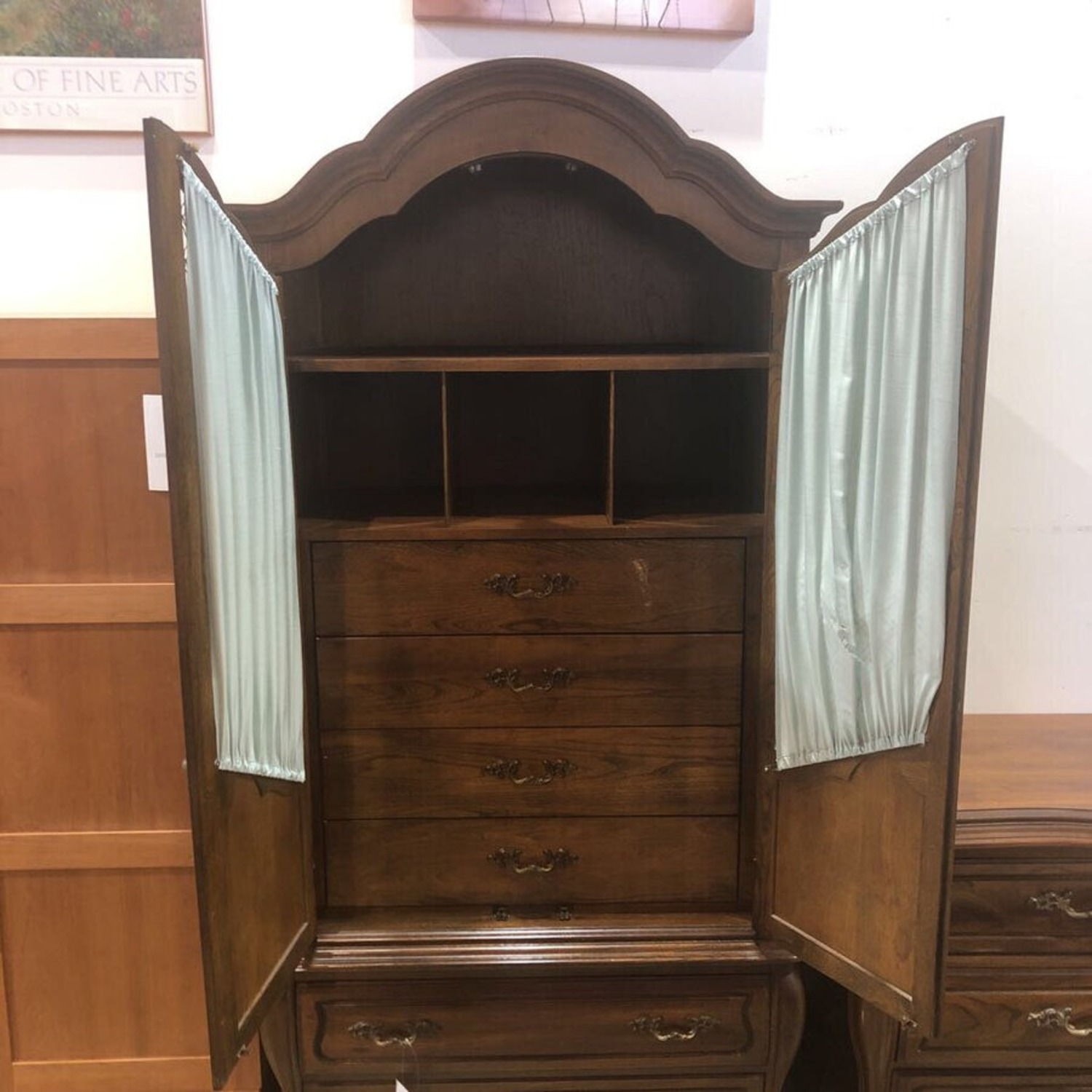 Hickory French Provincial Wood Armoire Furniture - image-2