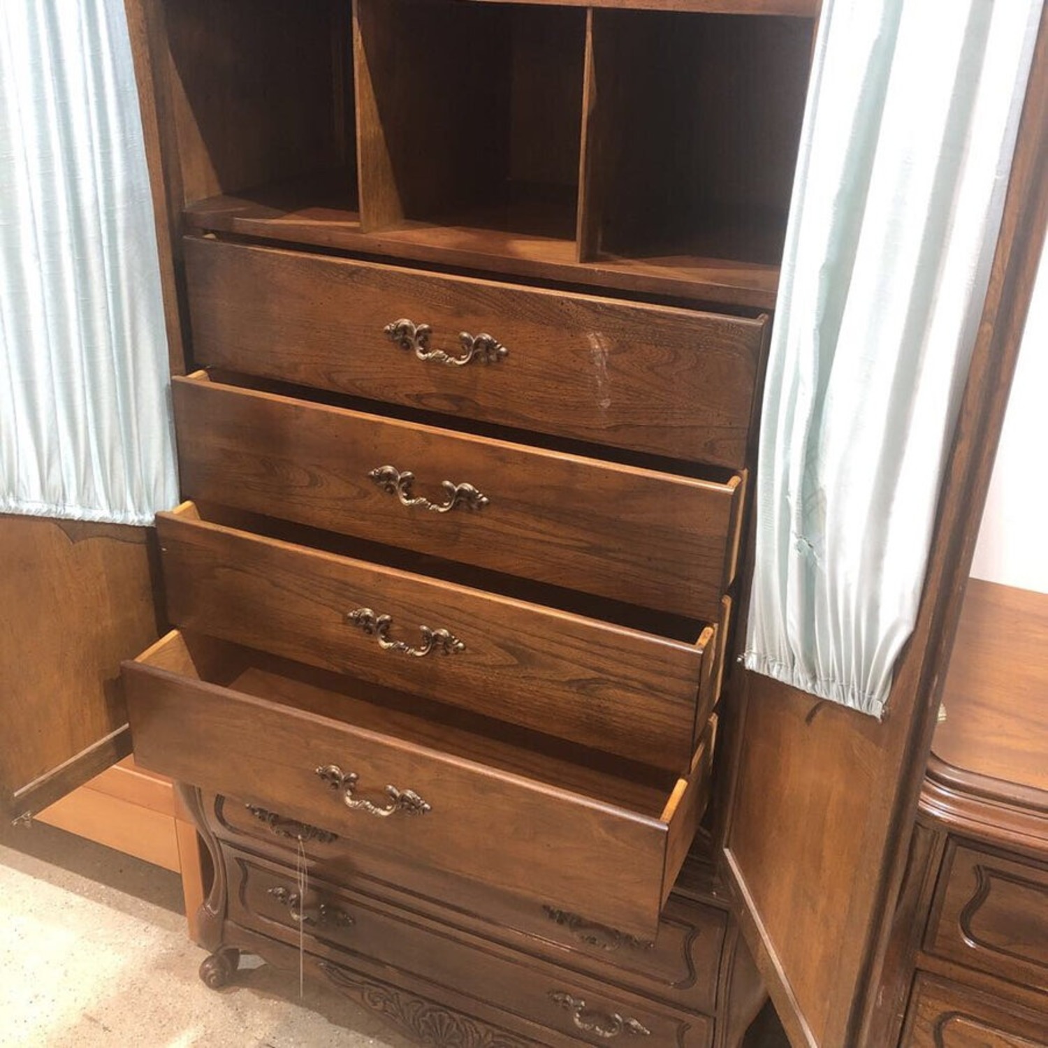 Hickory French Provincial Wood Armoire Furniture - image-3