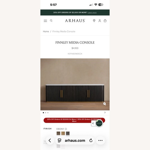 Used Arhaus Finnley Media Console with Marble Top for sale on AptDeco