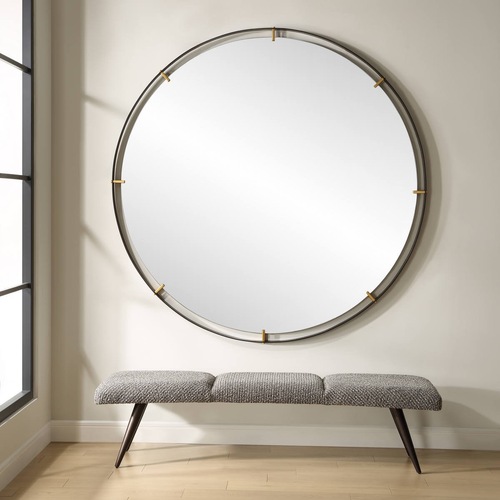 Used Uttermost Black Iron Wall Mirror for sale on AptDeco