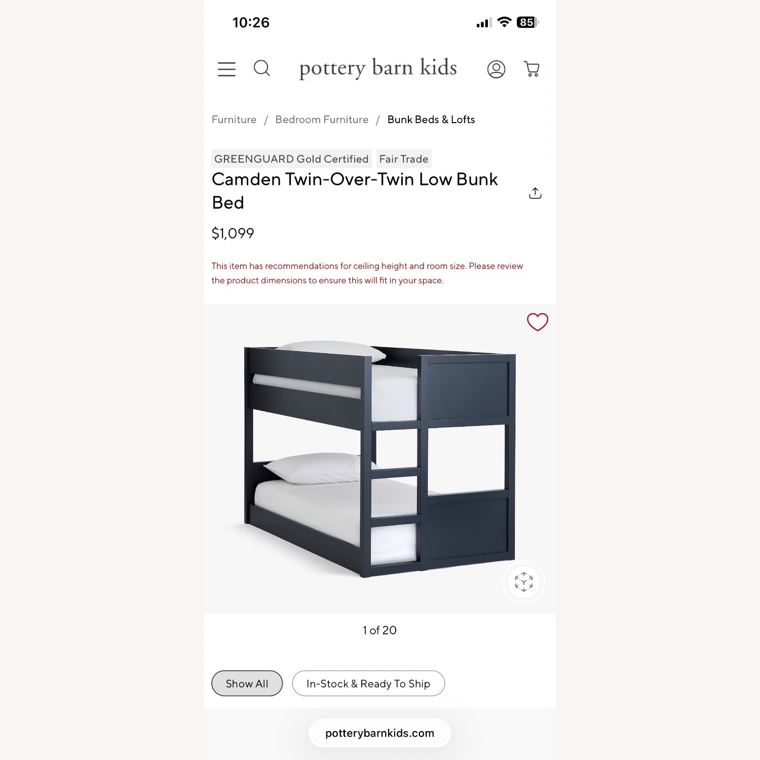 Pottery Barn Kids Camden Blue Wood Bunk Bed - image-1