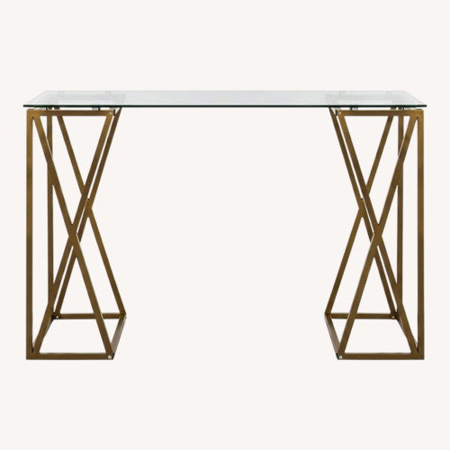 Used Safavieh Theresa Modern Gold Glass Top Desk for sale on AptDeco