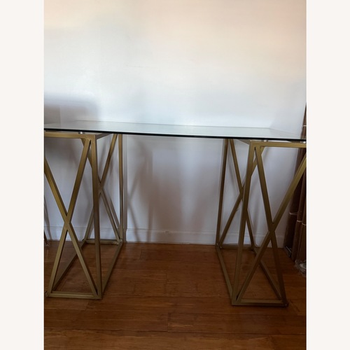 Used Safavieh Theresa Modern Gold Glass Top Desk for sale on AptDeco