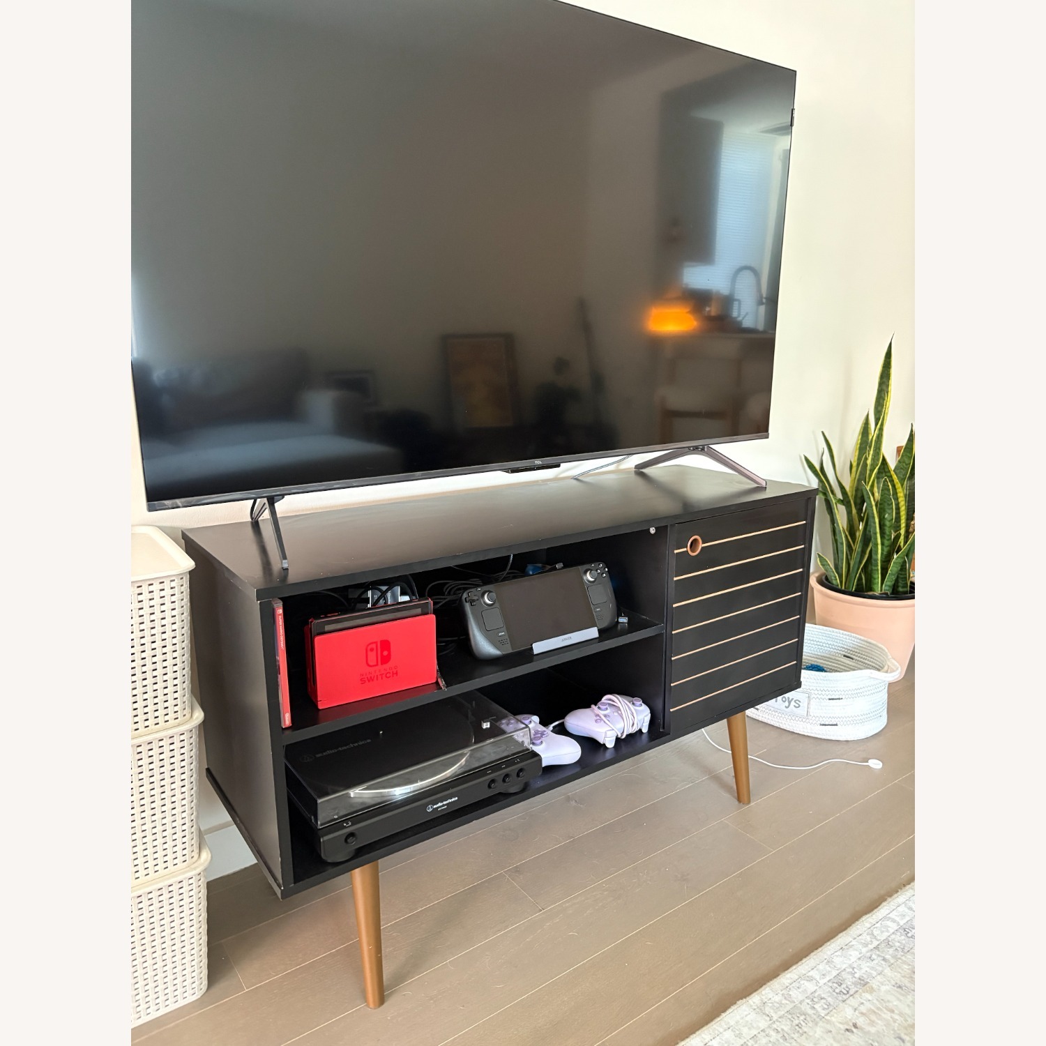 Manhattan Comfort Liberty Black Wood Sideboard - image-1