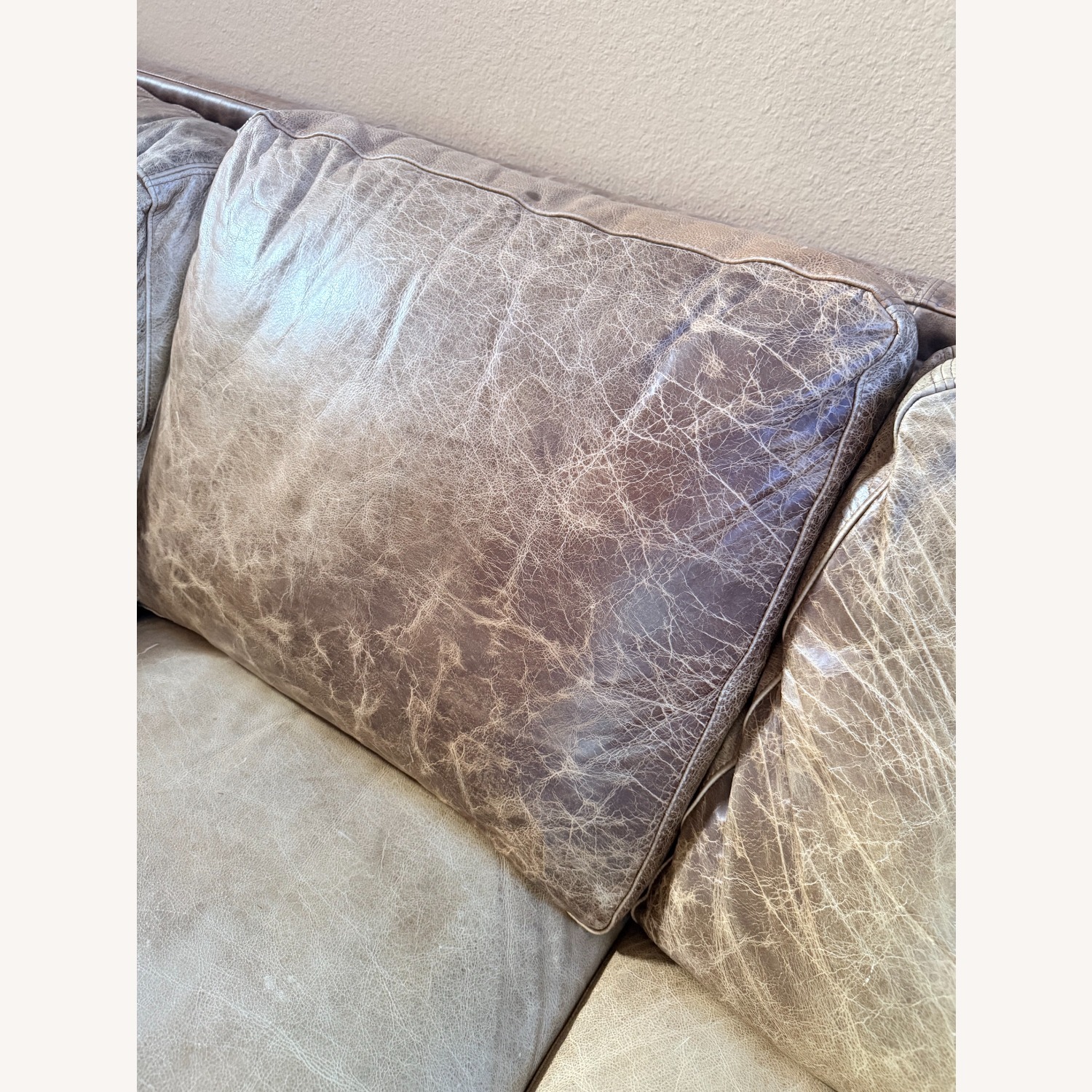 Large Distressed Genuine Leather Sectional Sofa - image-3