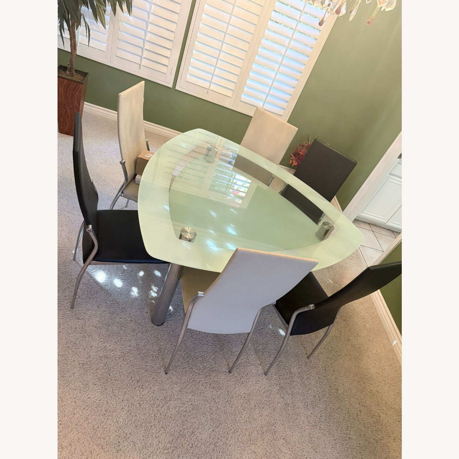 Modern Glass Dining Table with 6 Chairs  - image-5