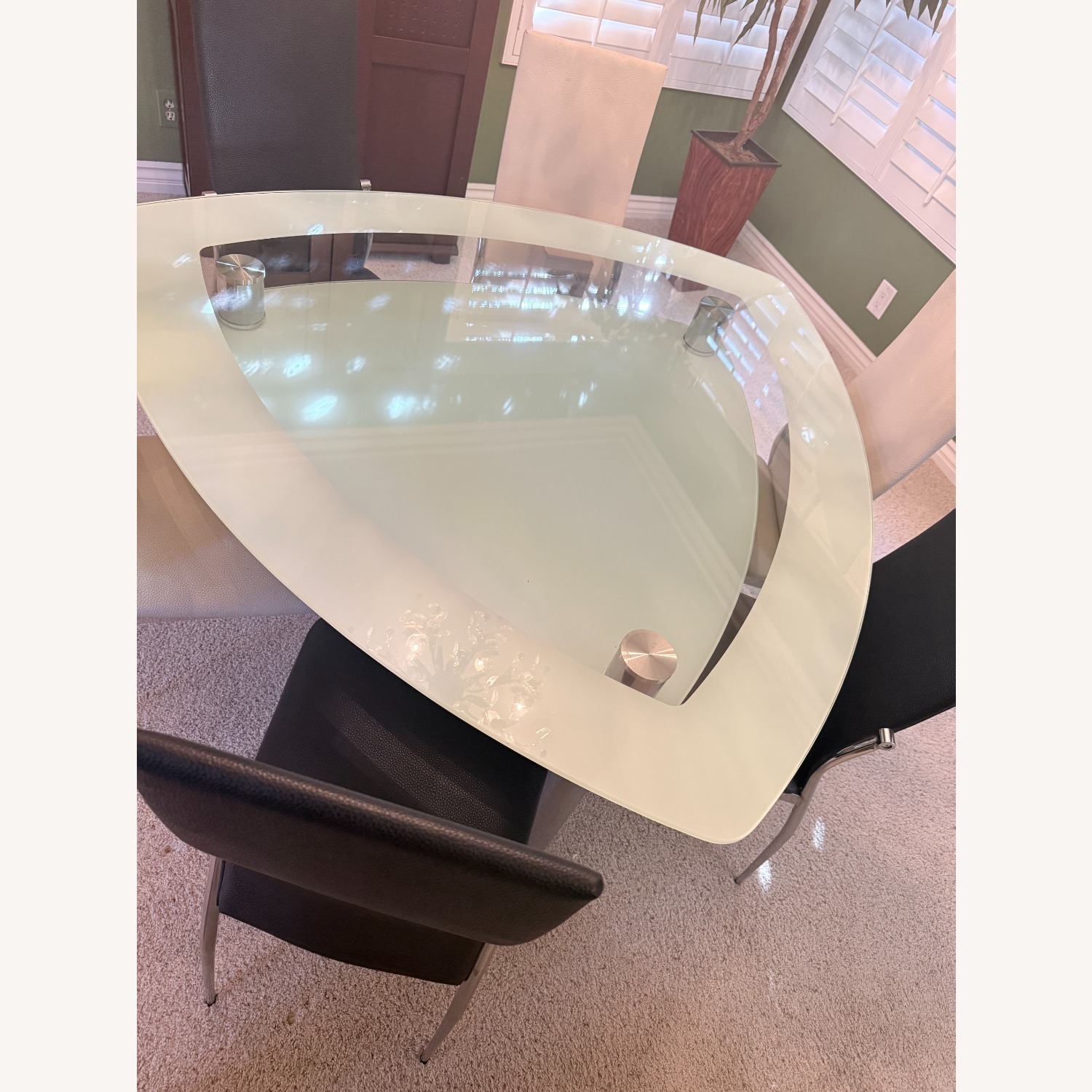 Modern Glass Dining Table with 6 Chairs  - image-2