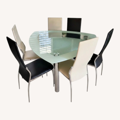 Used Modern Glass Dining Table with 6 Chairs  for sale on AptDeco
