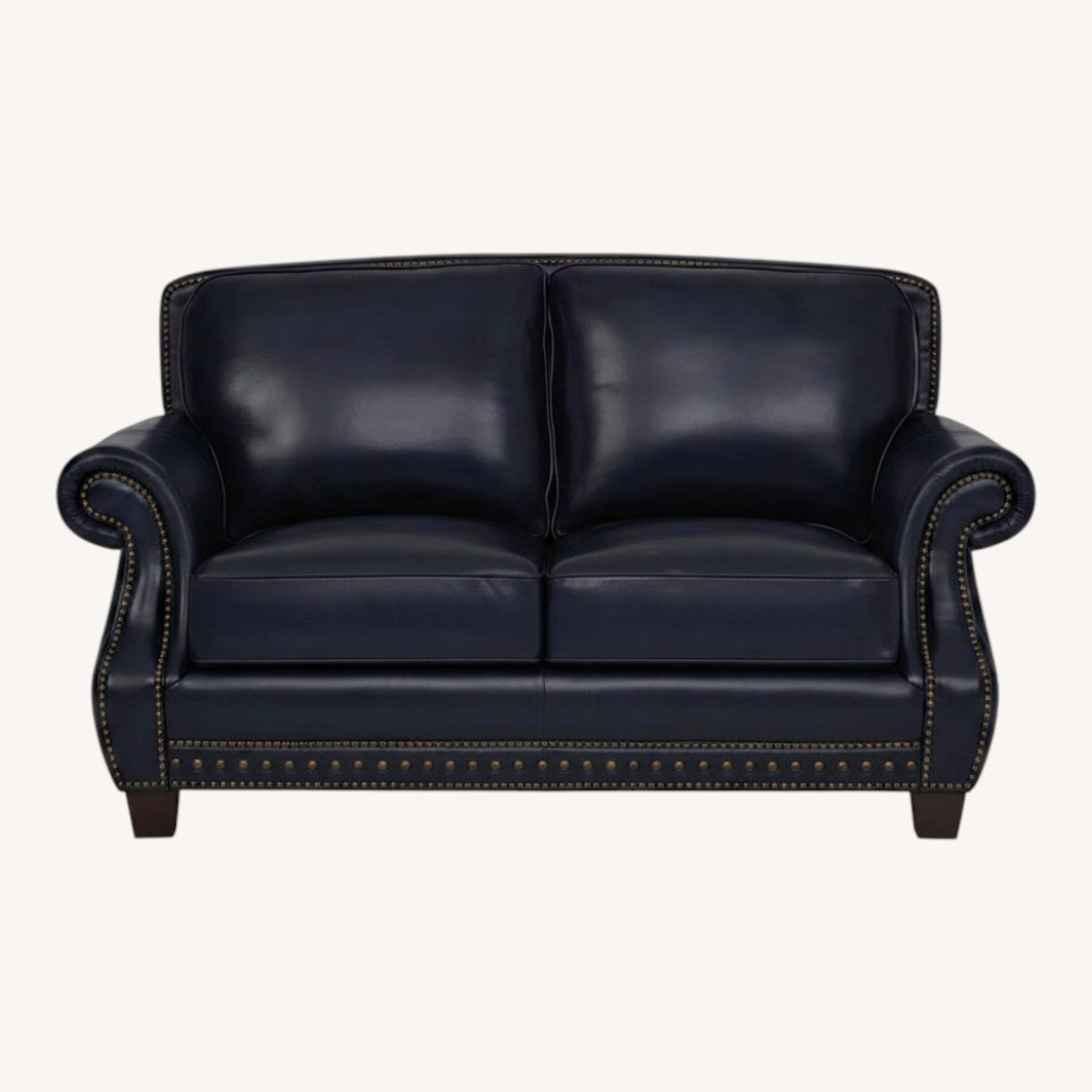 Rooms To Go Cindy Crawford Blue Leather Loveseat - image-0