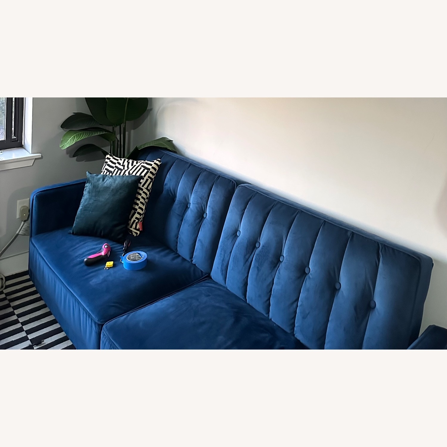 Wayfair Blue Velvet Sleeper Sofa - image-3