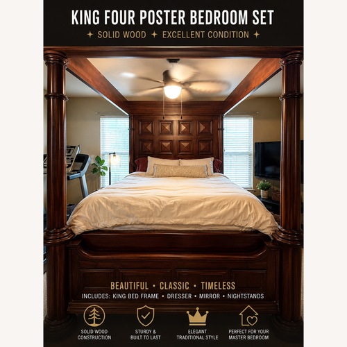 Used Traditional Chippendale Queen Bed for sale on AptDeco