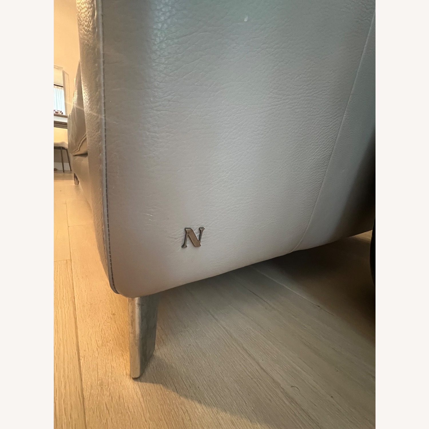 Natuzzi Light Gray Leather 3+ Seater Sofa - image-2