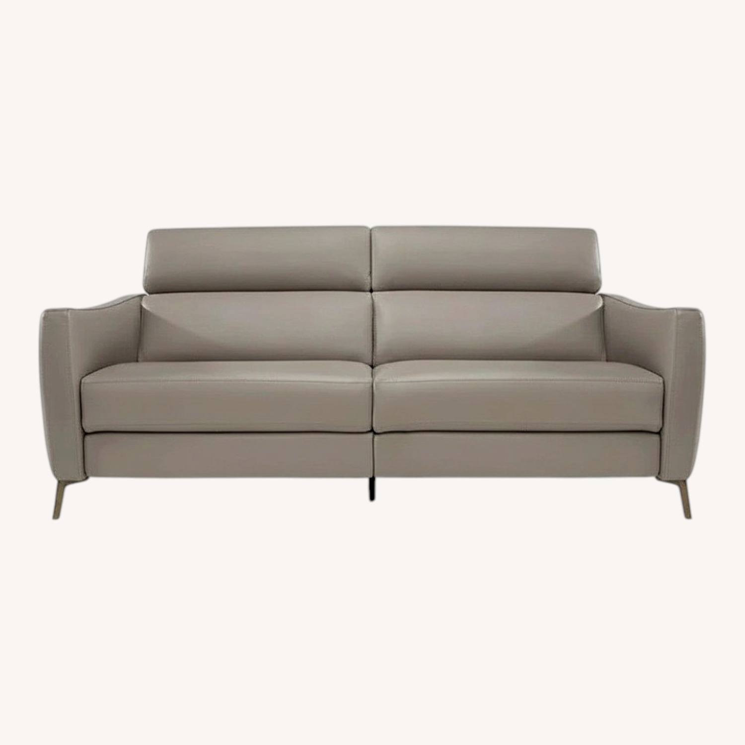 Natuzzi Light Gray Leather 3+ Seater Sofa - image-0