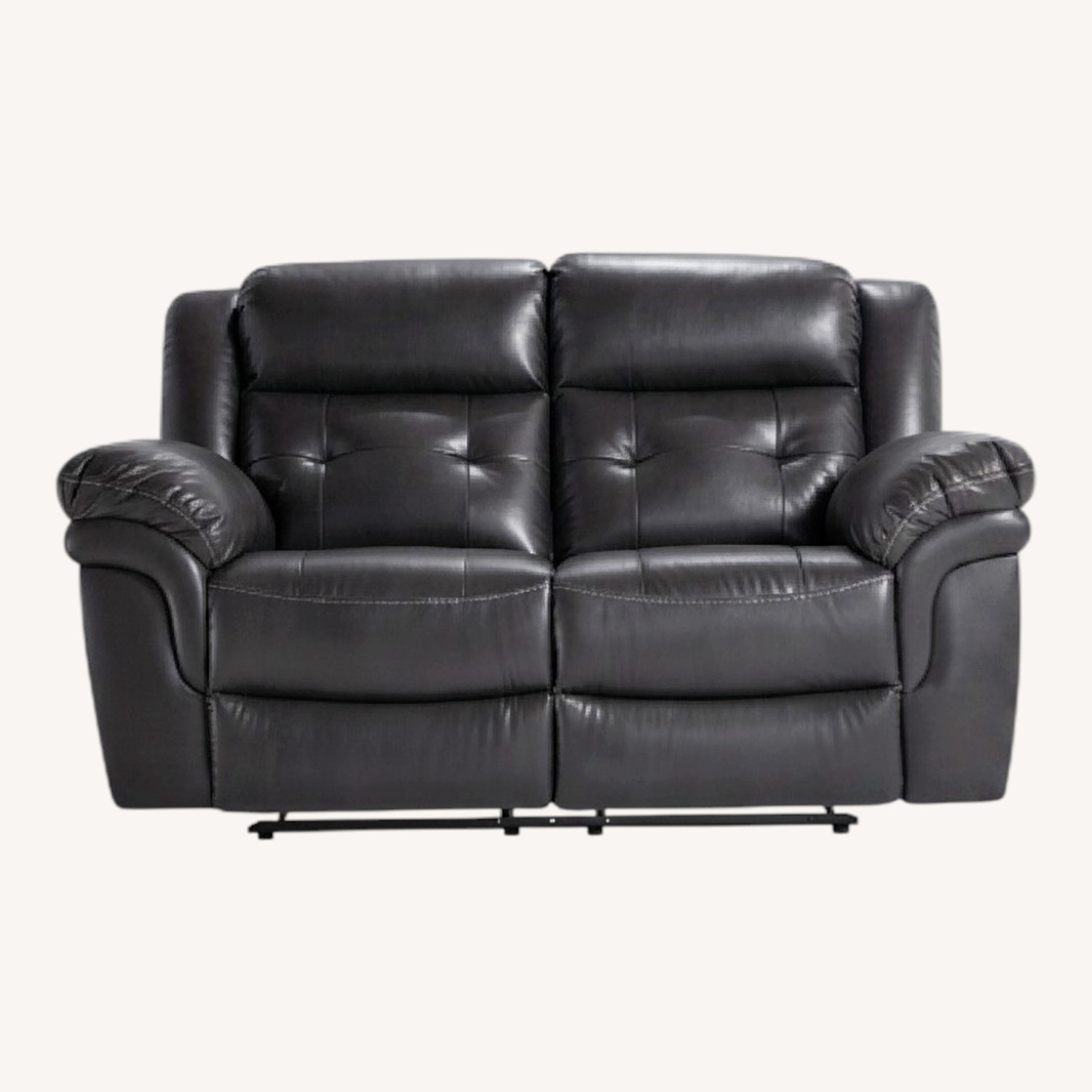 Light Gray Leather Loveseat - image-0