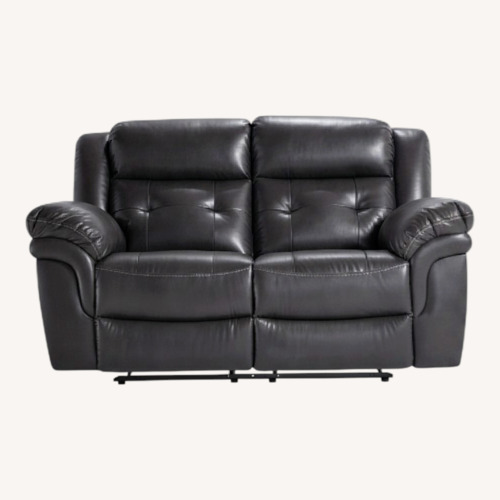 Used Light Gray Leather Loveseat for sale on AptDeco