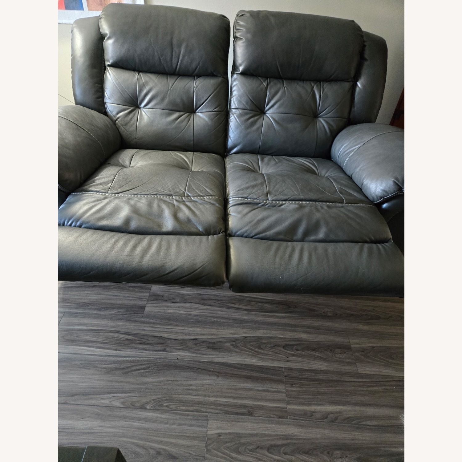 Light Gray Leather Loveseat - image-2