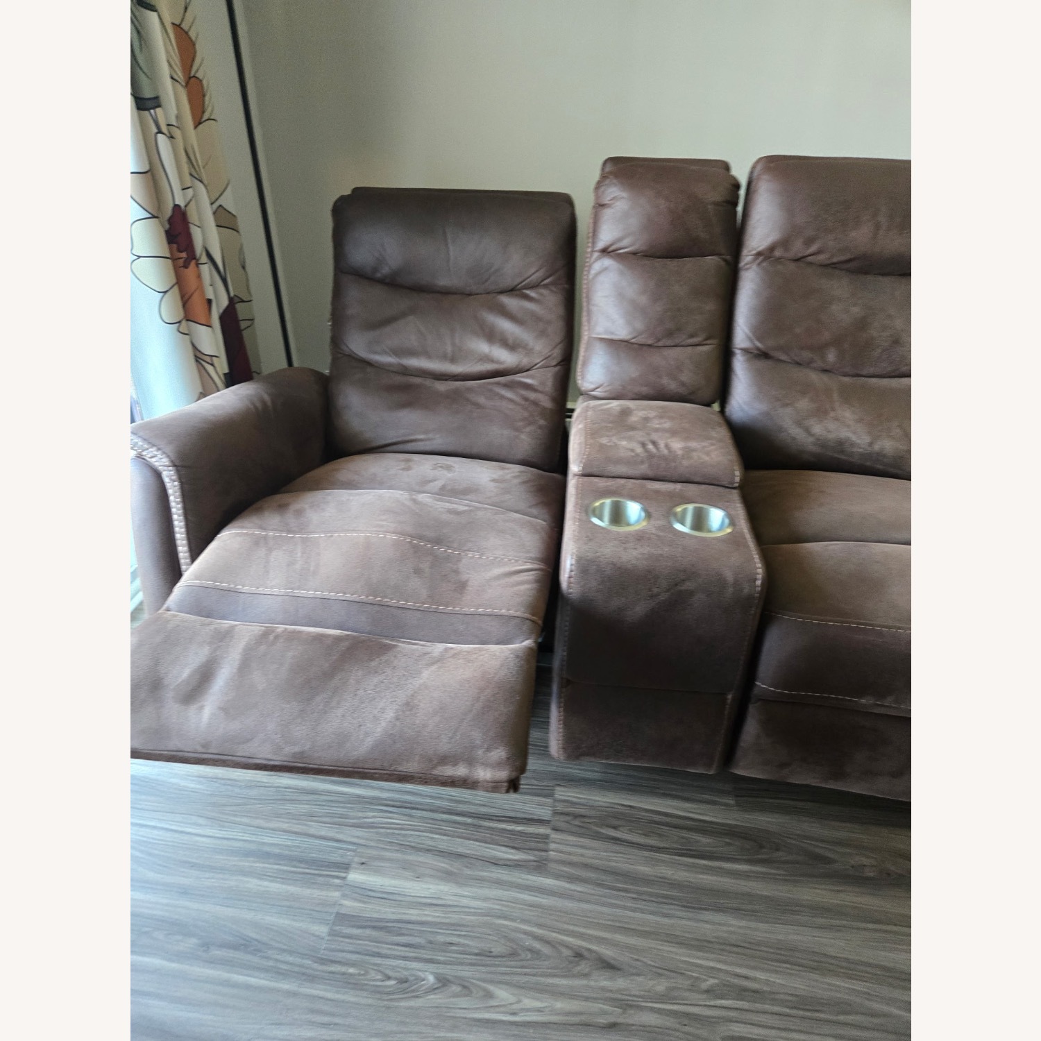 Light Gray Leather Loveseat - image-4