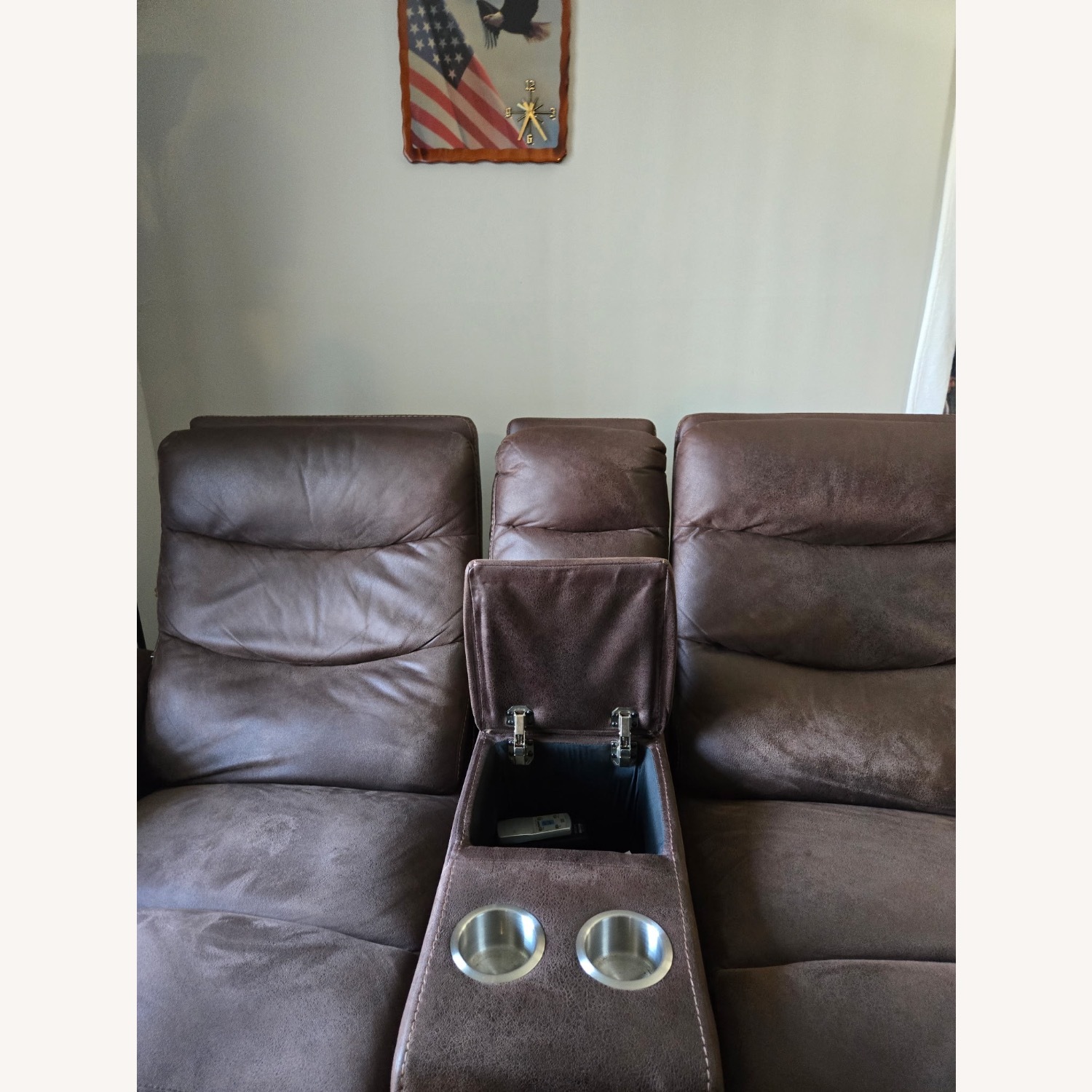 Light Gray Leather Loveseat - image-5