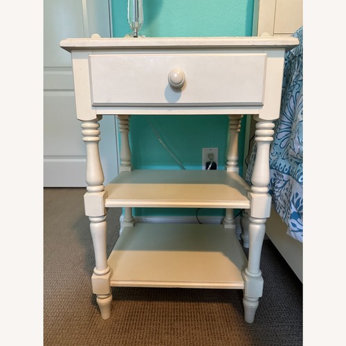Used Ethan Allen White Wood Nightstand for sale on AptDeco