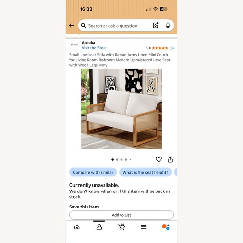 Used Apeaka Loveseat Sofa  for sale on AptDeco