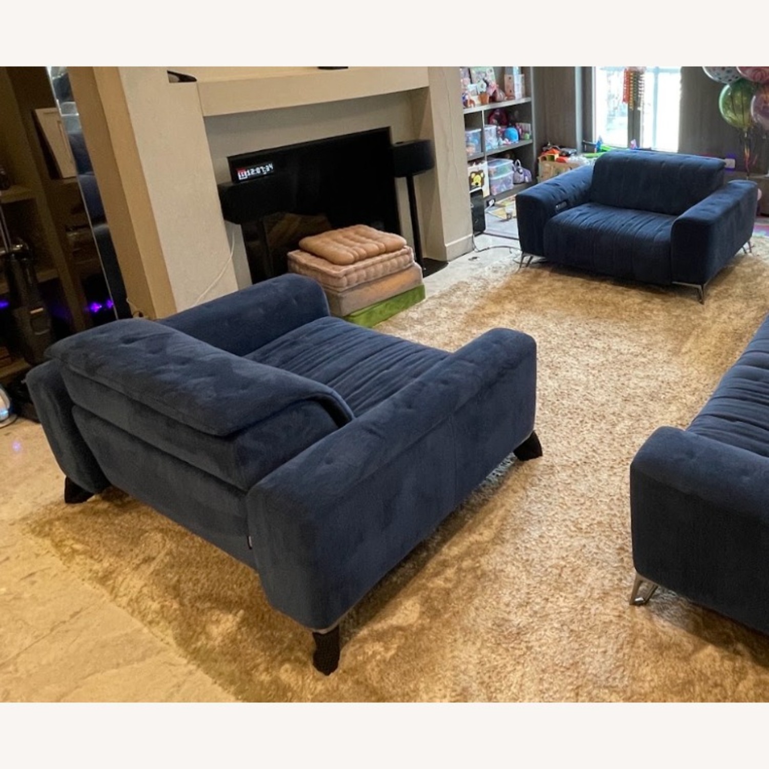 Roche Bobois Satellite Blue Fabric Armchair - image-4