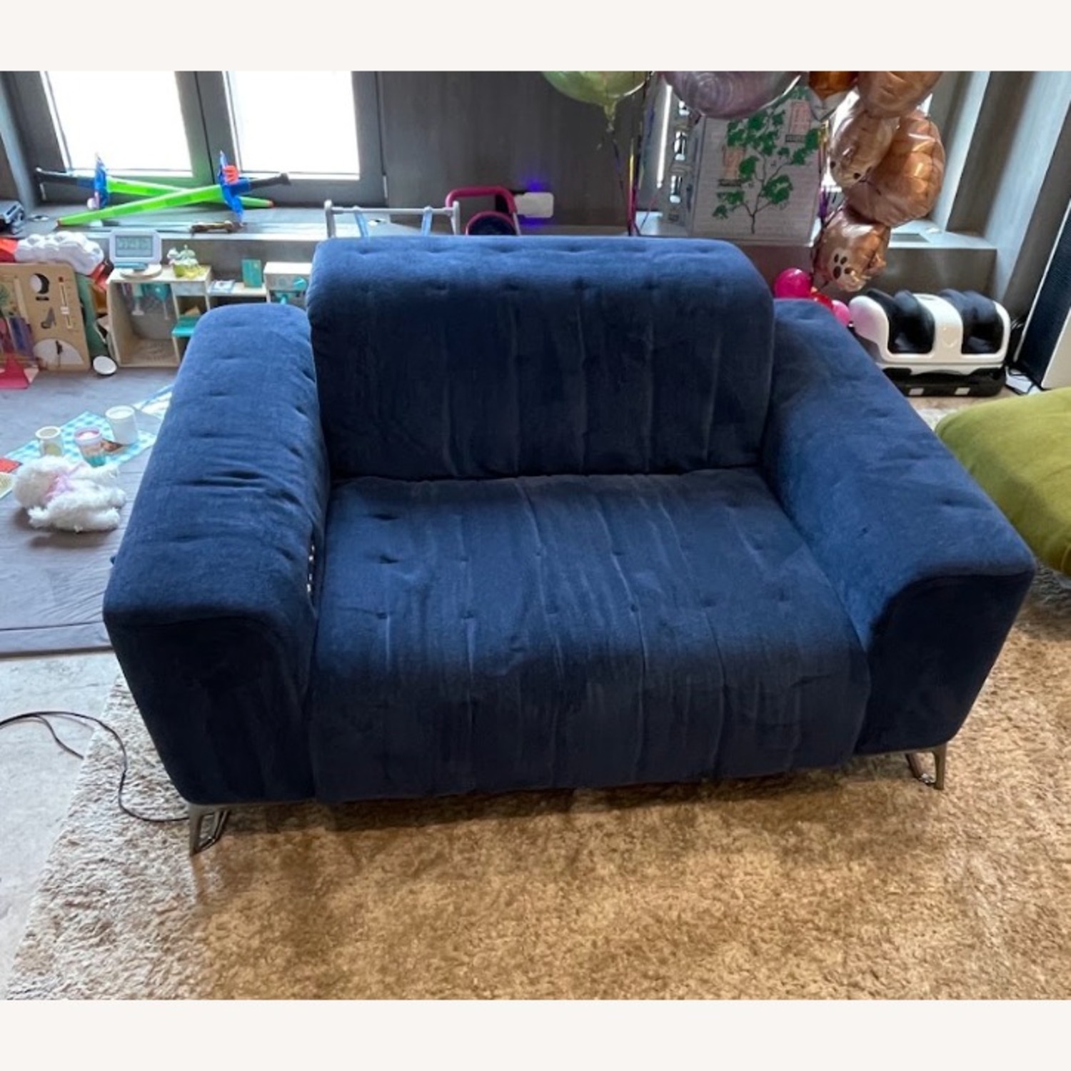 Roche Bobois Satellite Blue Fabric Armchair - image-3