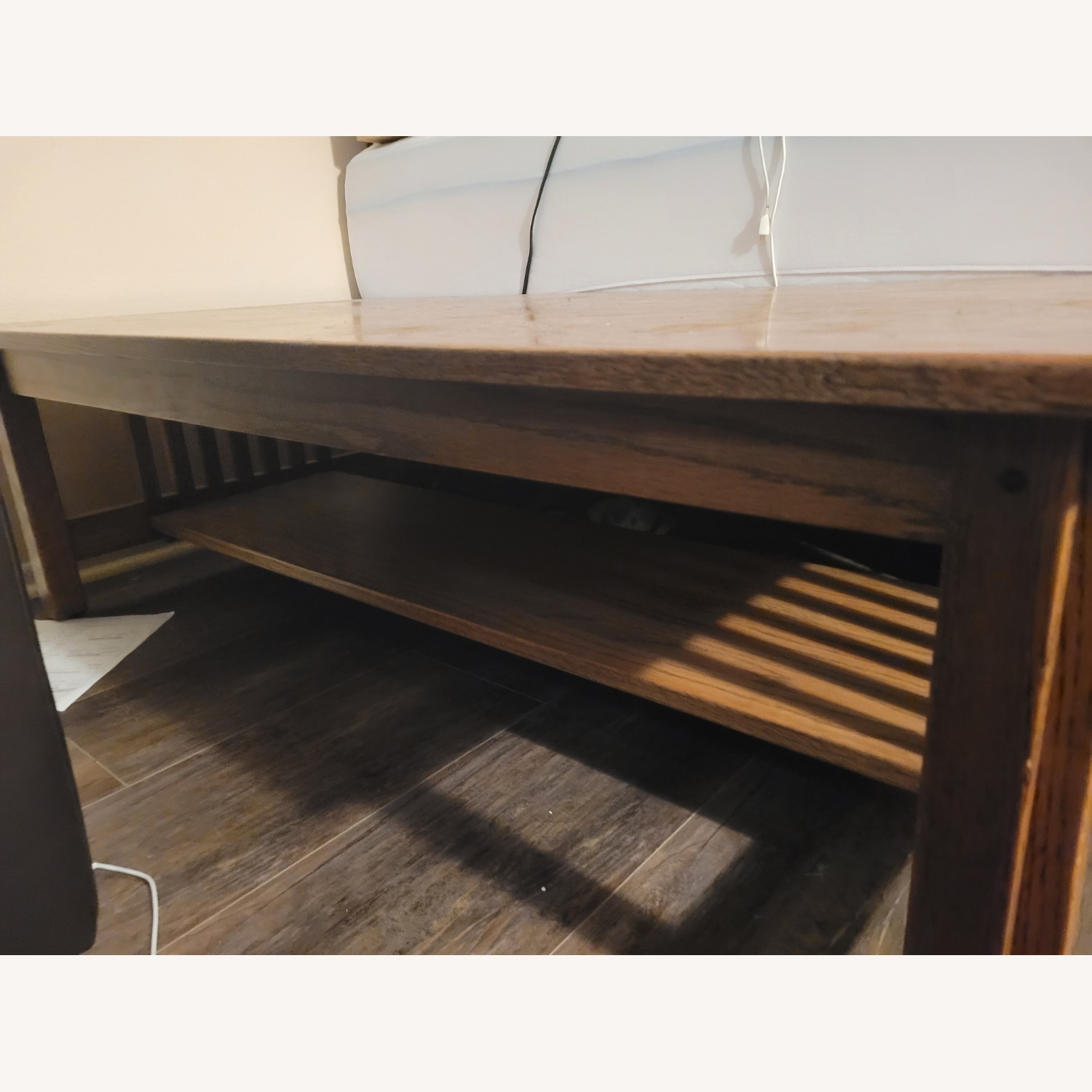 Large Brown Wood Coffee Table Rectangle - image-2