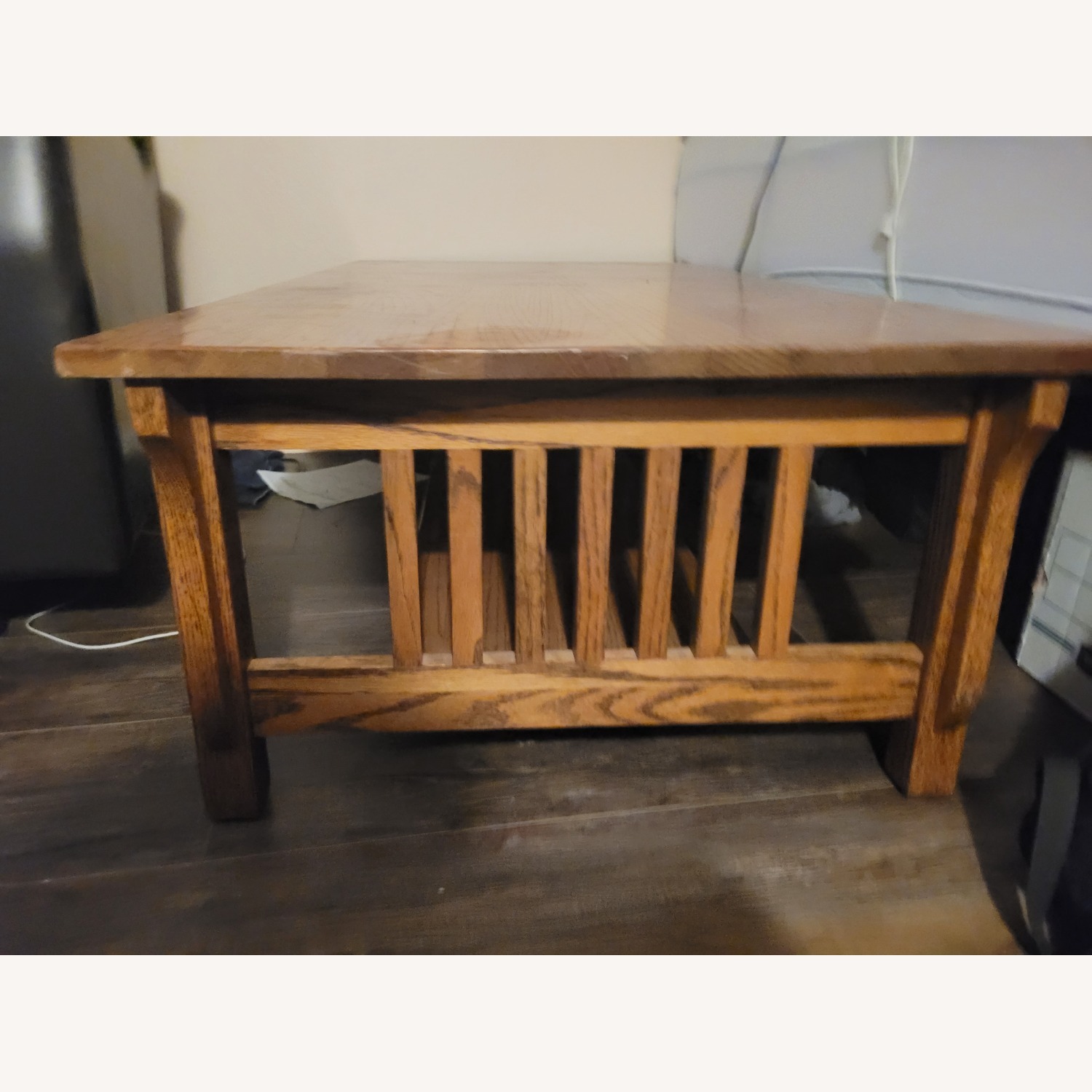 Large Brown Wood Coffee Table Rectangle - image-3
