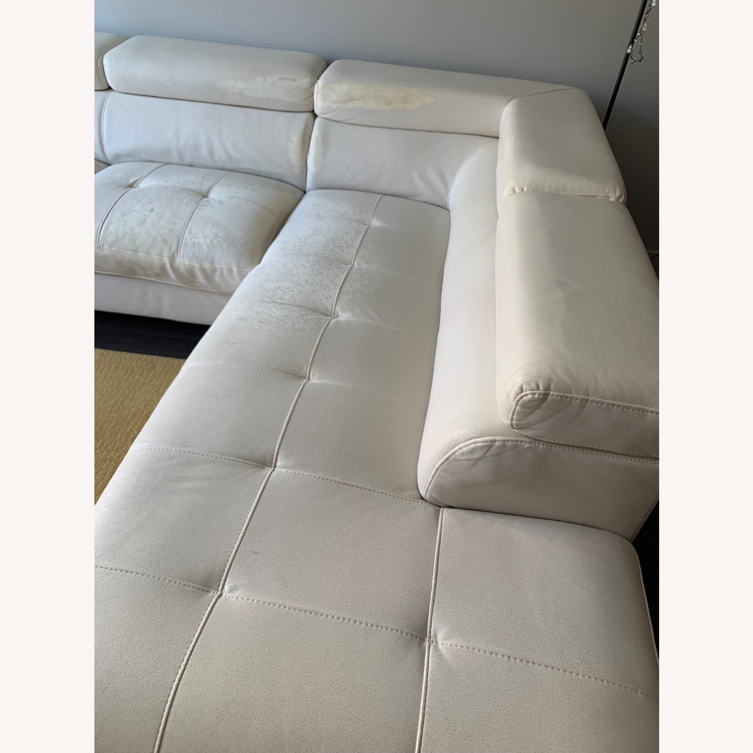 White Faux Leather 2 Seater Sofa - image-4
