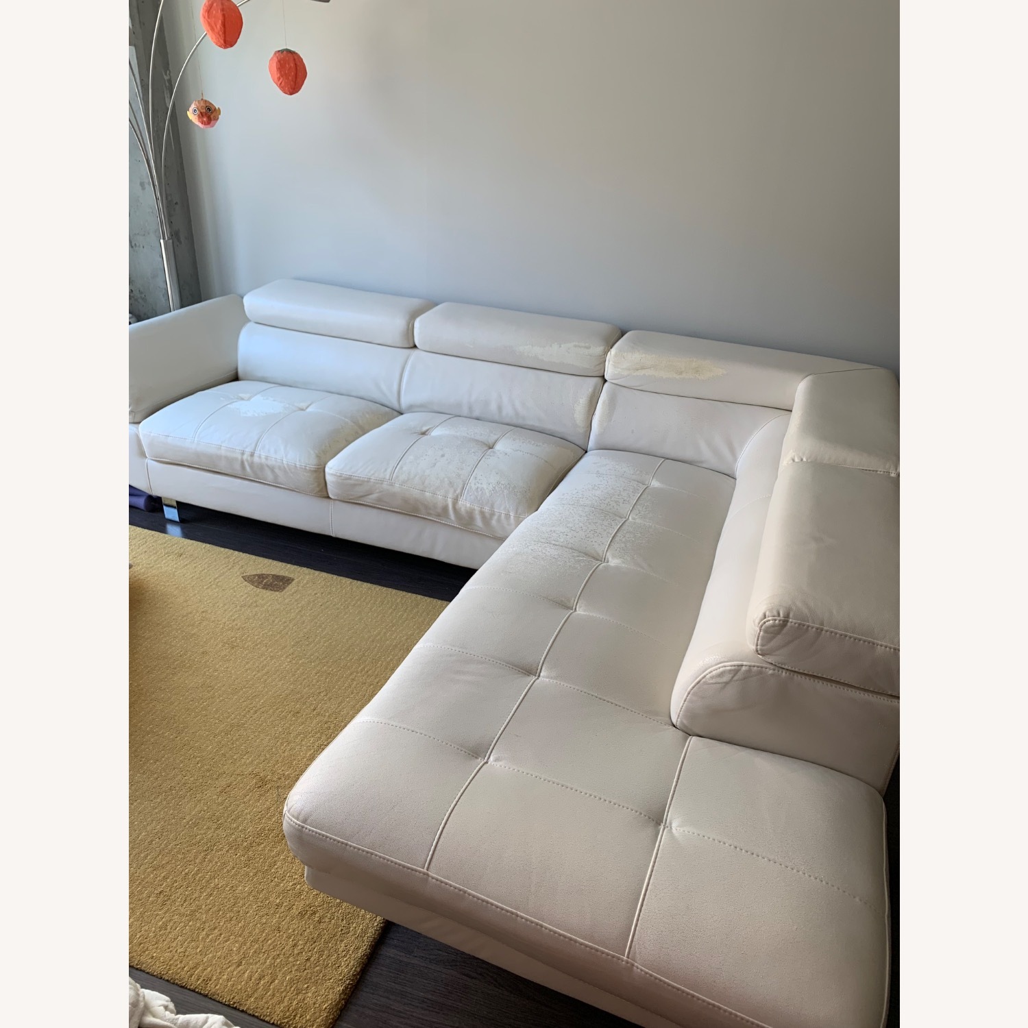 White Faux Leather 2 Seater Sofa - image-2