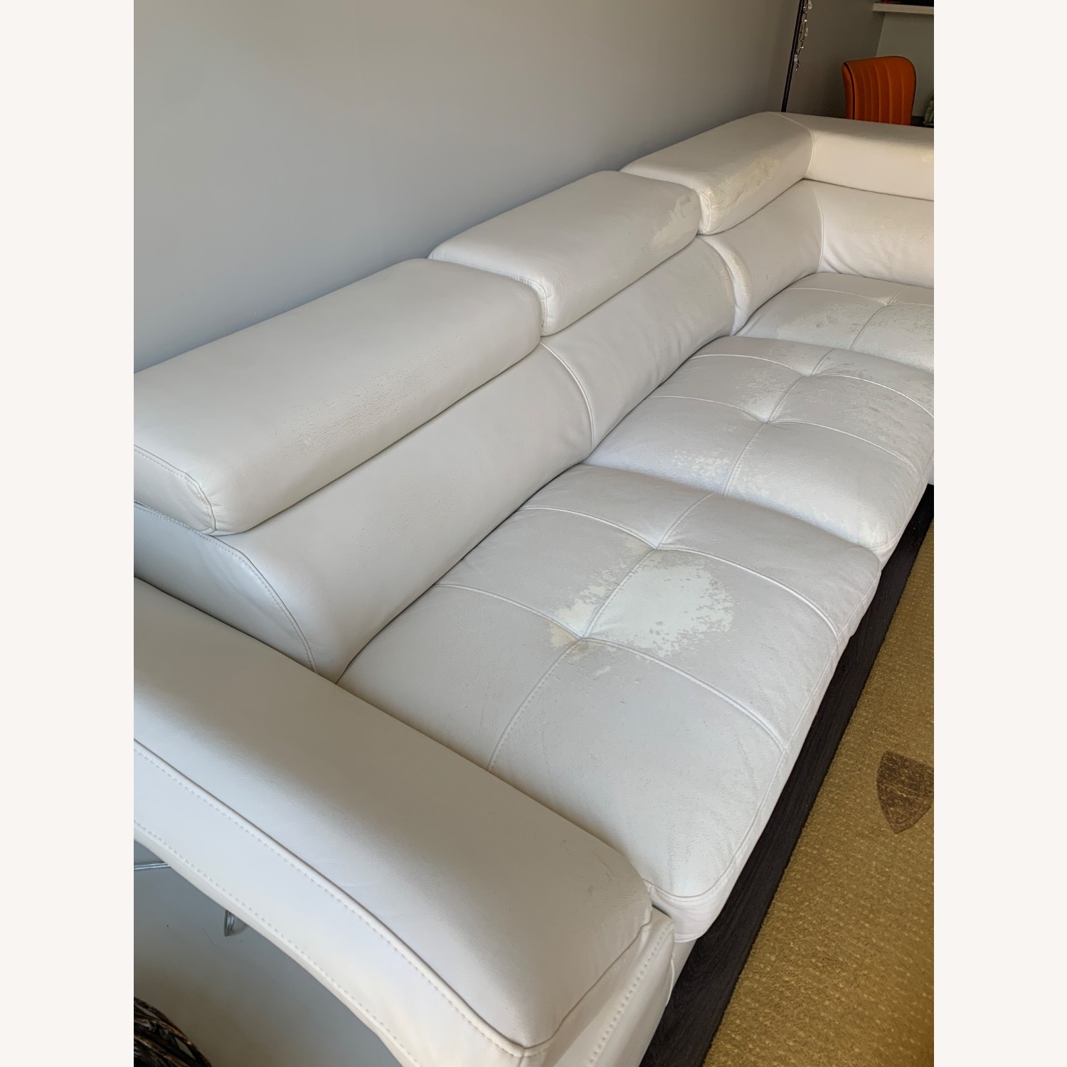 White Faux Leather 2 Seater Sofa - image-1