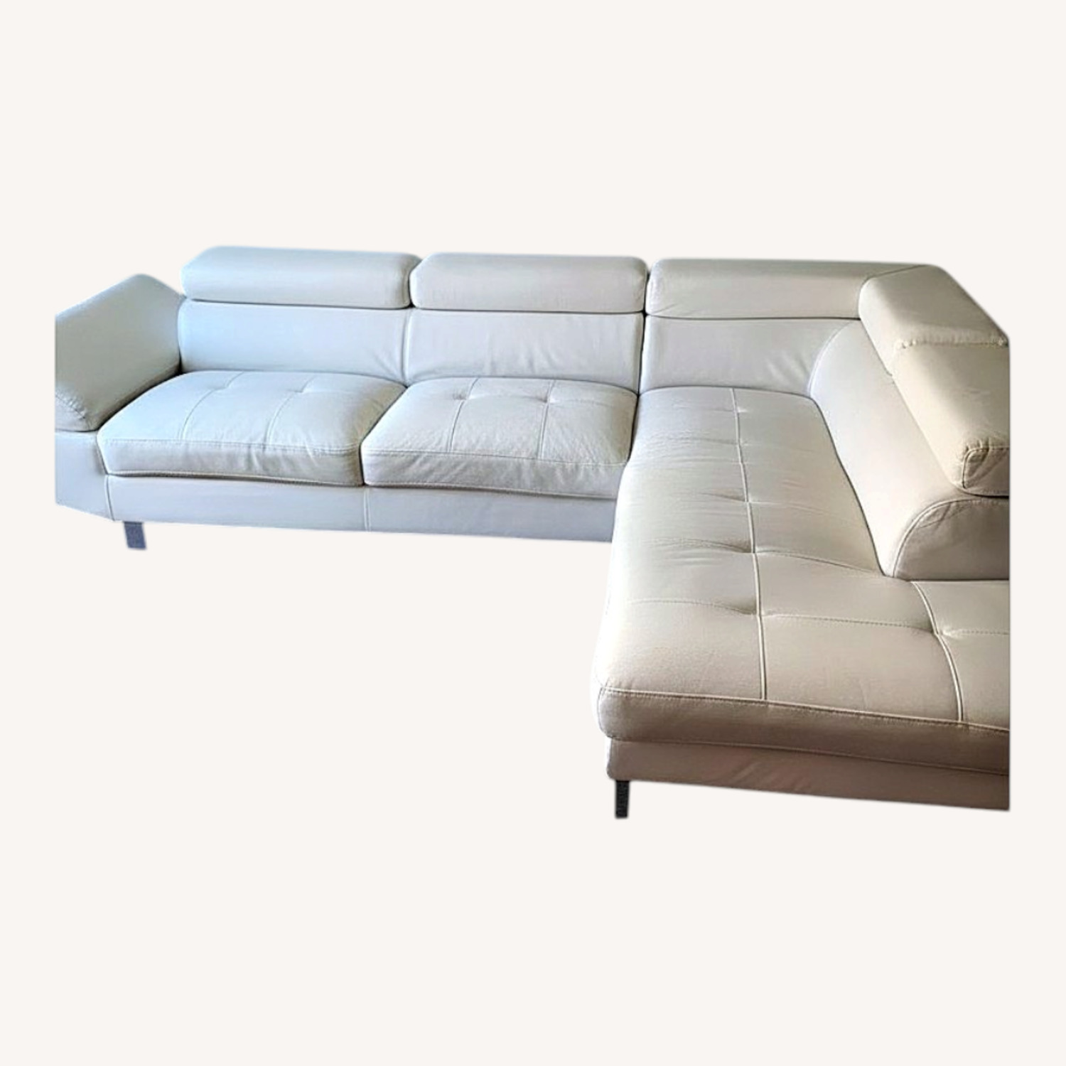 White Faux Leather 2 Seater Sofa - image-0