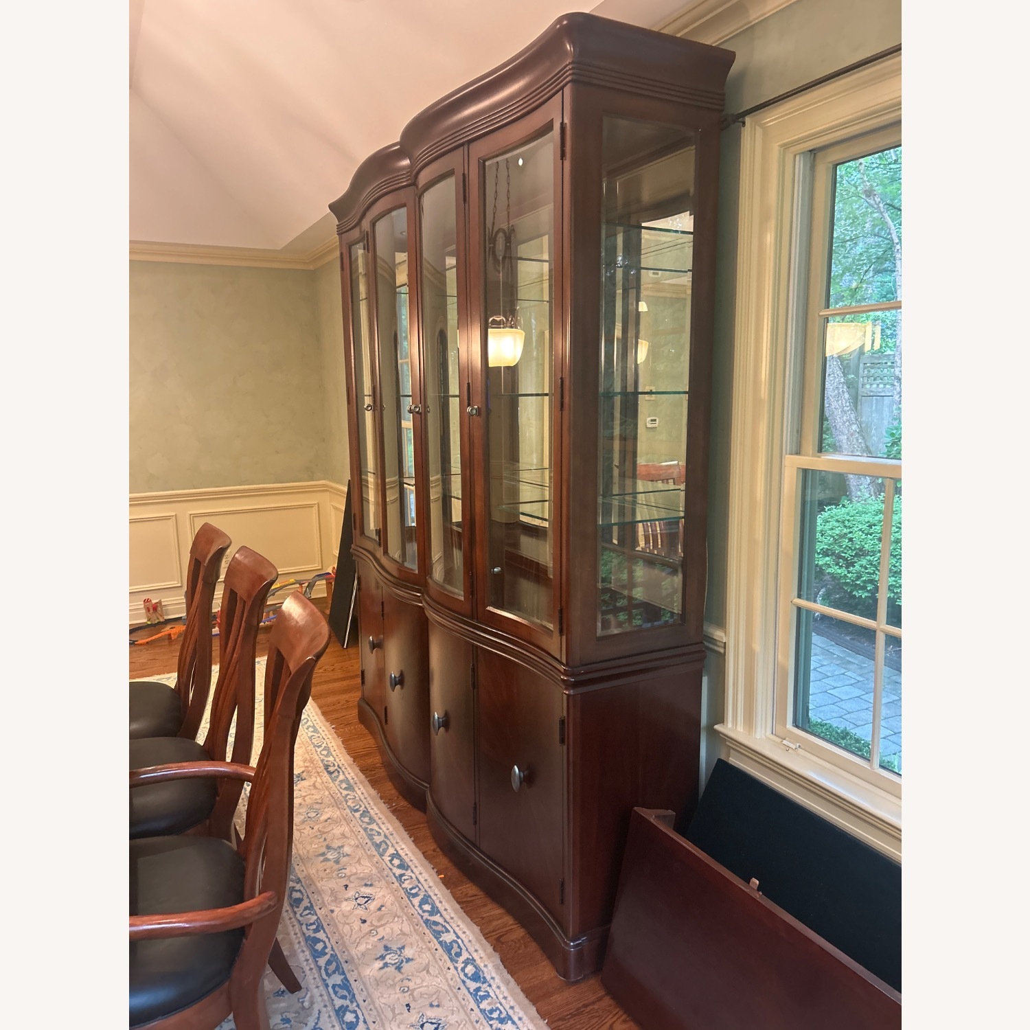 Vintage/Antique China Cabinet Dark Brown Armoire - image-3