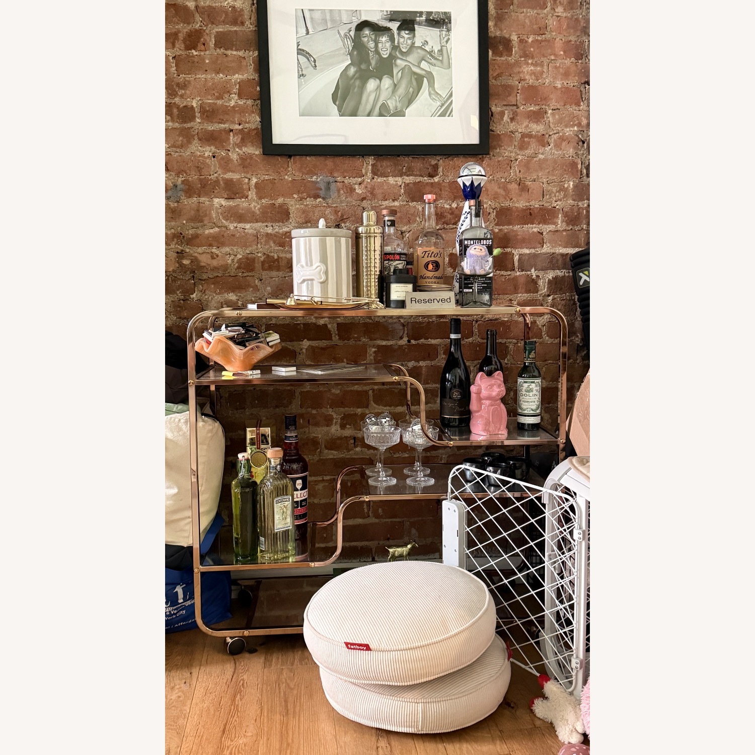 Overstock Gold Metal Bar Cart - image-1