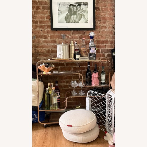 Used Overstock Gold Metal Bar Cart for sale on AptDeco