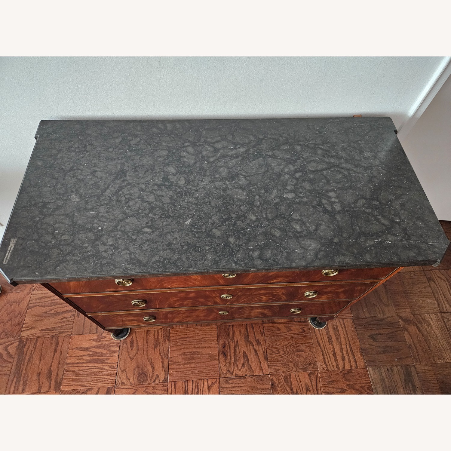 Vintage/Antique Marble Dark Wood Sideboard - image-2