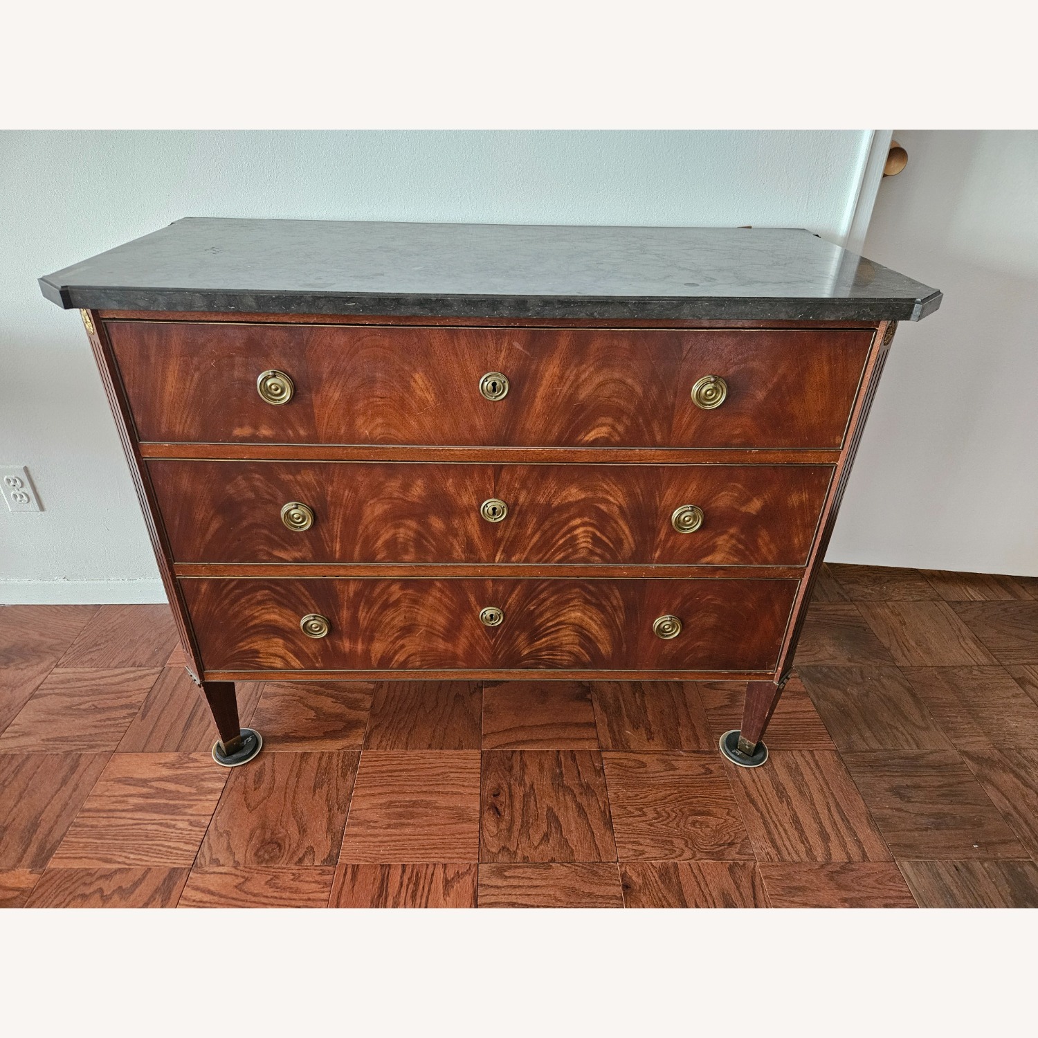 Vintage/Antique Marble Dark Wood Sideboard - image-1