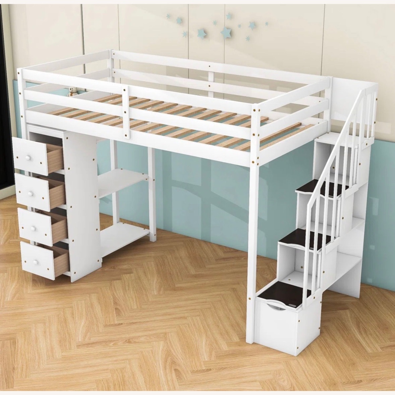 Wayfair Harriet Bee White Wood Loft Twin Bed - image-4
