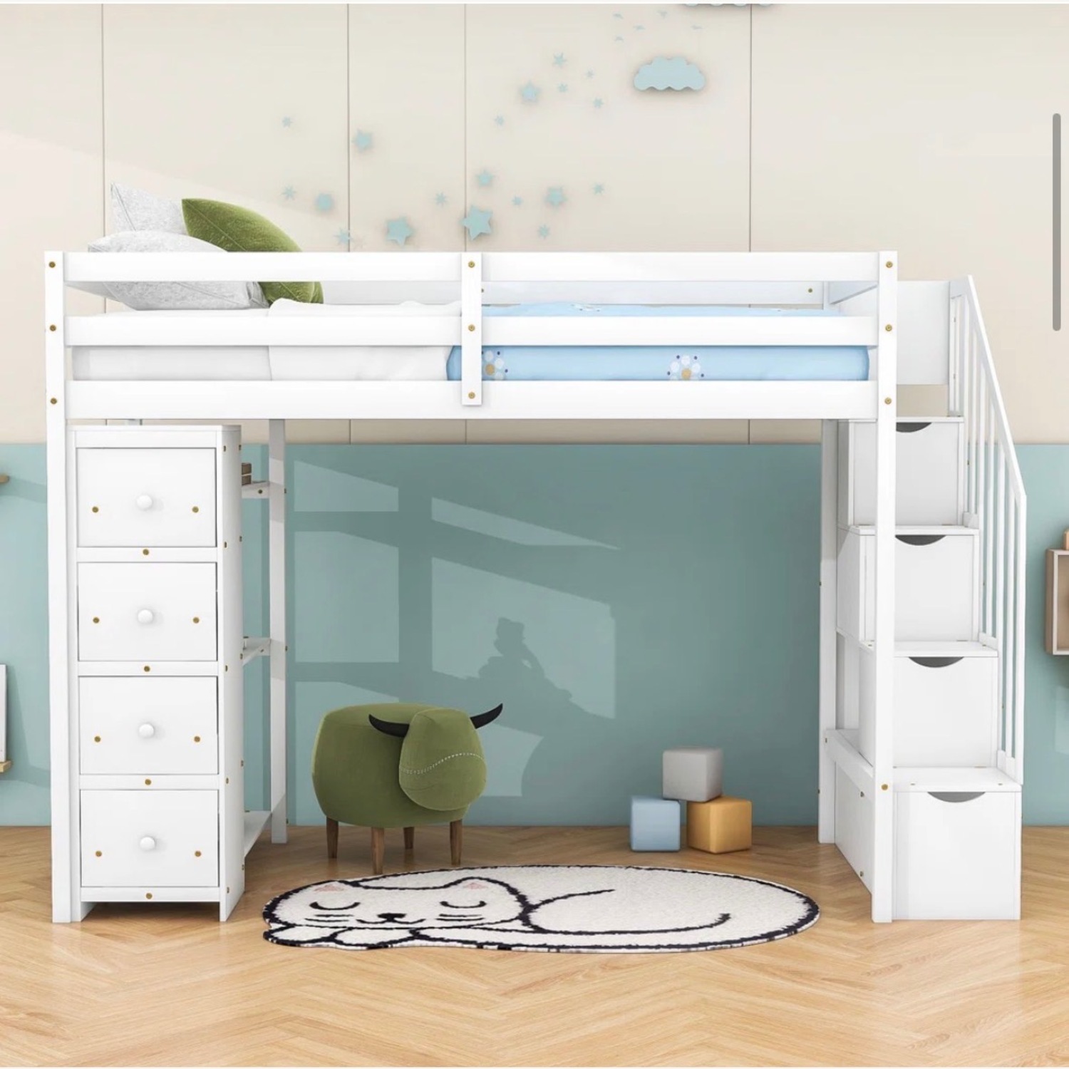 Wayfair Harriet Bee White Wood Loft Twin Bed - image-1