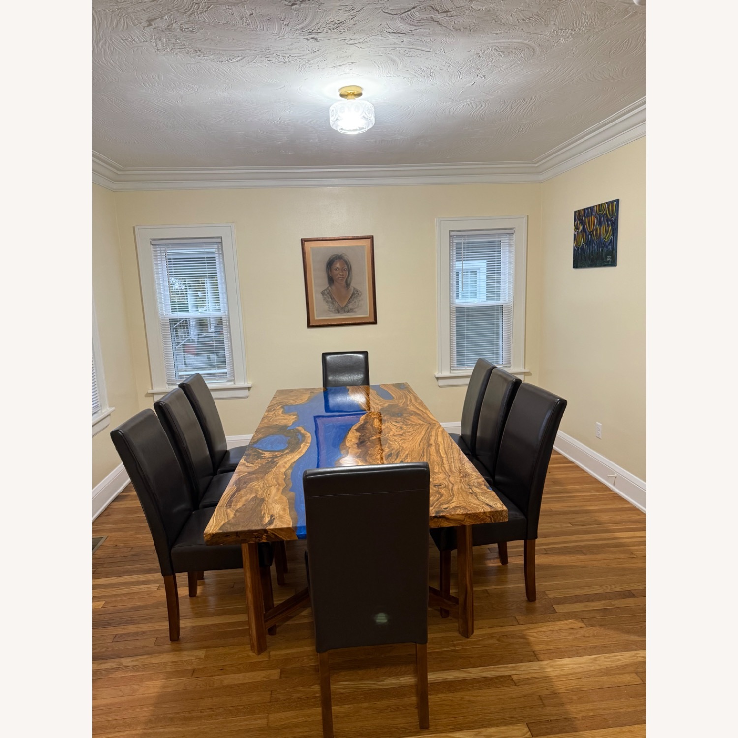 Custom 8’ Olive Wood Epoxy River Dining Table - image-2