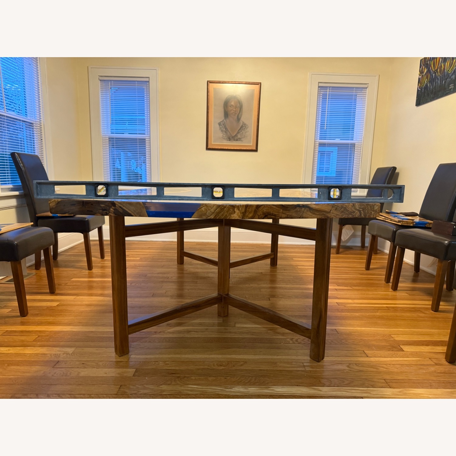 Custom 8’ Olive Wood Epoxy River Dining Table - image-3