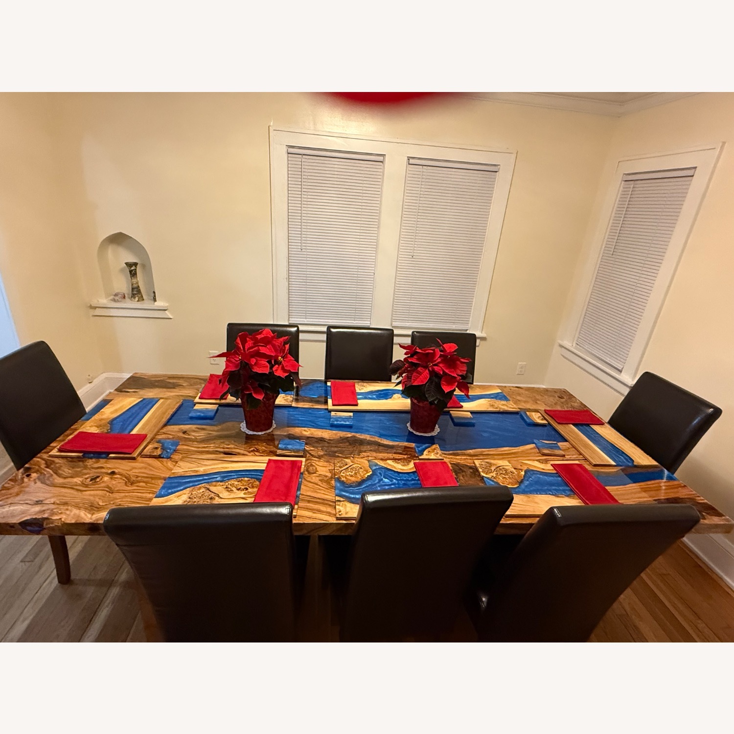 Custom 8’ Olive Wood Epoxy River Dining Table - image-4