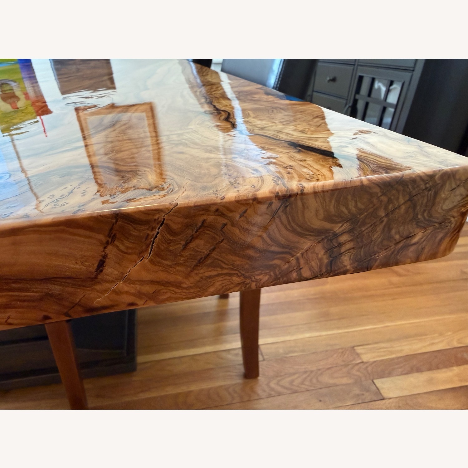 Custom 8’ Olive Wood Epoxy River Dining Table - image-6