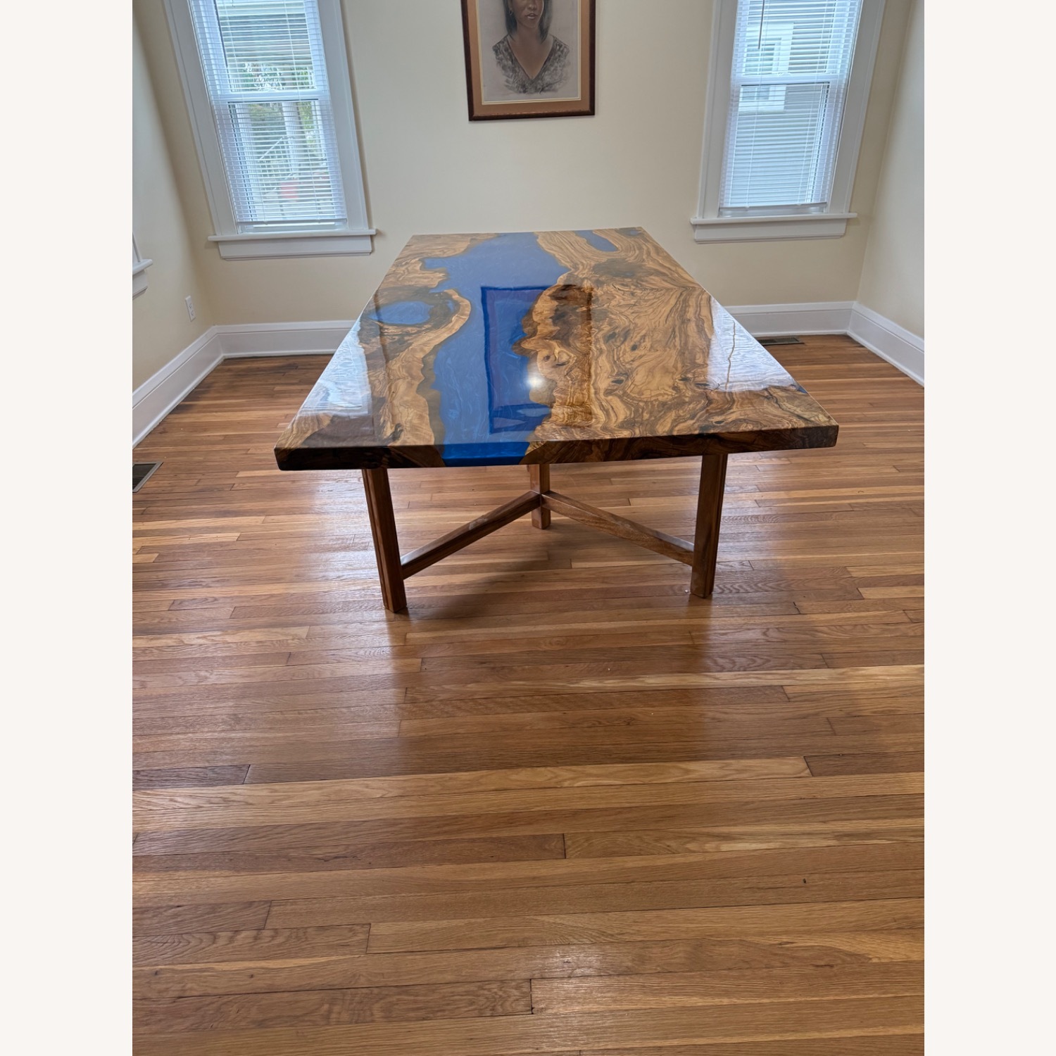 Custom 8’ Olive Wood Epoxy River Dining Table - image-1