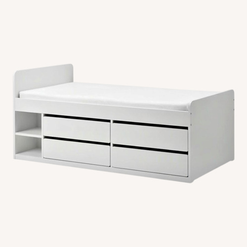 Used IKEA SLAKT White Twin Bed Frame and Storage for sale on AptDeco